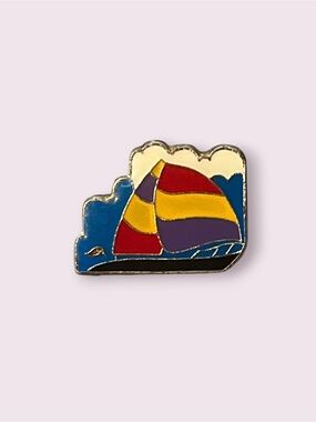 Sunfish Sailboat Sloop Vintage Enamel Pin Lapel Hat Colorful Yachting